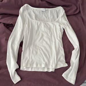 Aritzia tna homestretch square neck top white xl